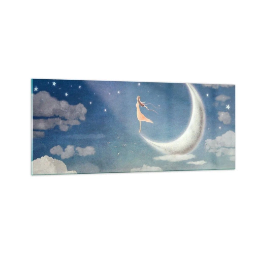 Cuadro sobre vidrio - Impresiones sobre Vidrio - Pretendiente sobre azul - 100x40 cm