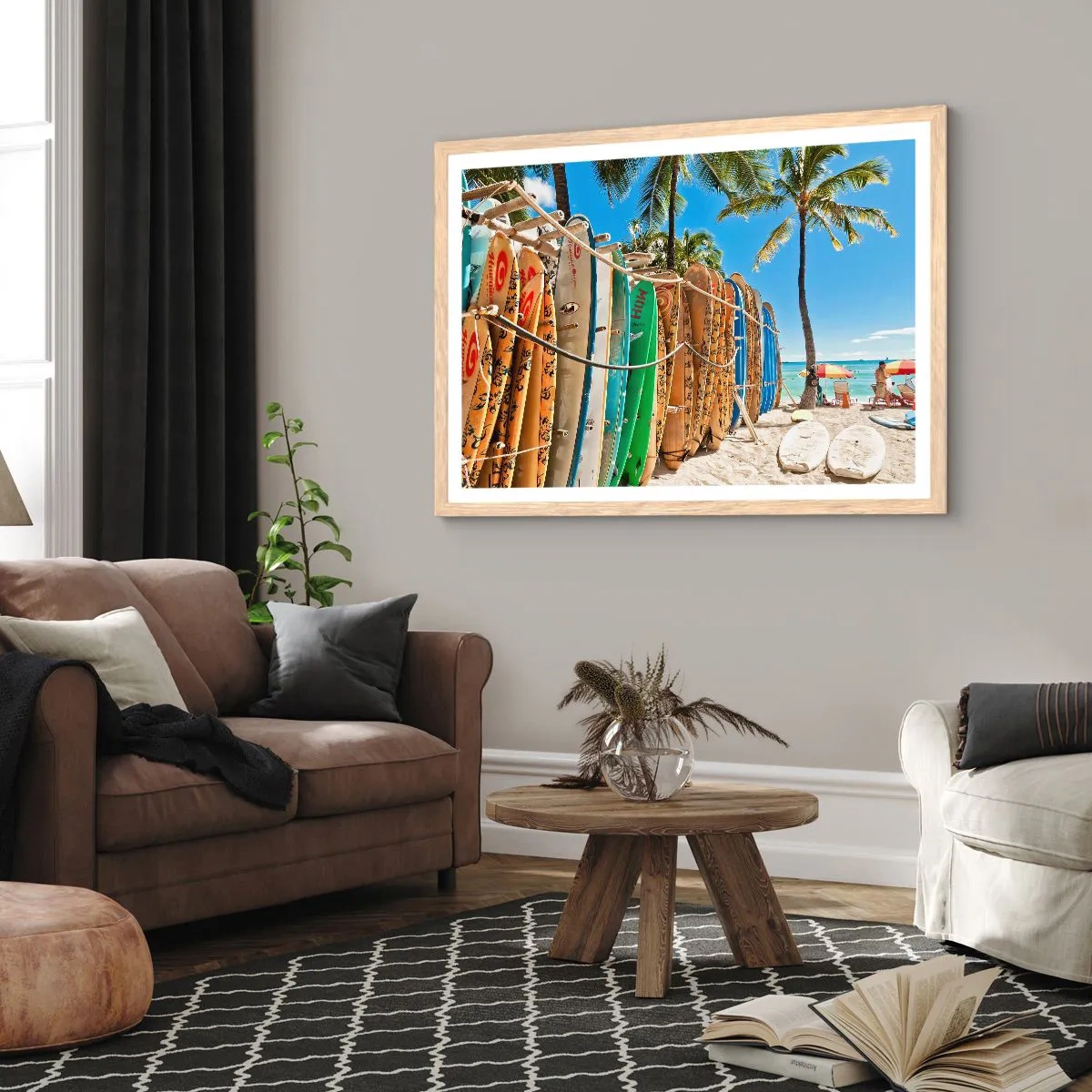 Póster en marco roble claro - Diversión soleada - 70x50 cm