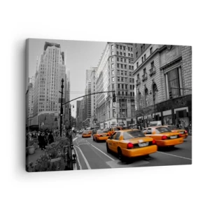 Cuadro sobre lienzo - Impresión de Imagen - Taxis amarillos en las calles de Nueva York - 70x50cm - Los soles de la gran ciudad - Decoración de pared moderna para salón y dormitorio ARTTOR