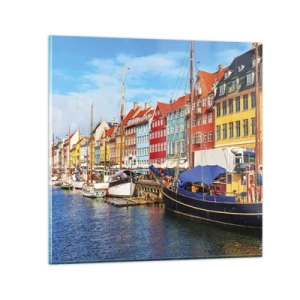 Cuadro sobre vidrio - Impresiones sobre Vidrio - Muelle alegre - 40x40 cm