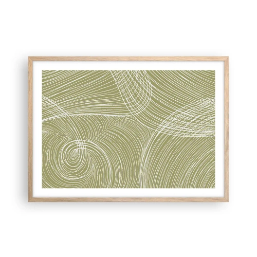 Póster en marco roble claro - Abstracción intrincada en blanco - 70x50 cm