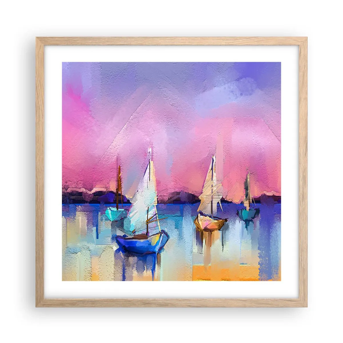 Póster en marco roble claro - Dirección alta mar - 50x50 cm