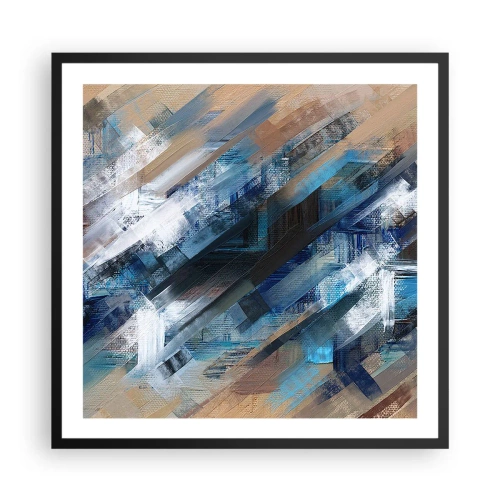 Póster en marco negro - En una inclinación azul - 60x60 cm