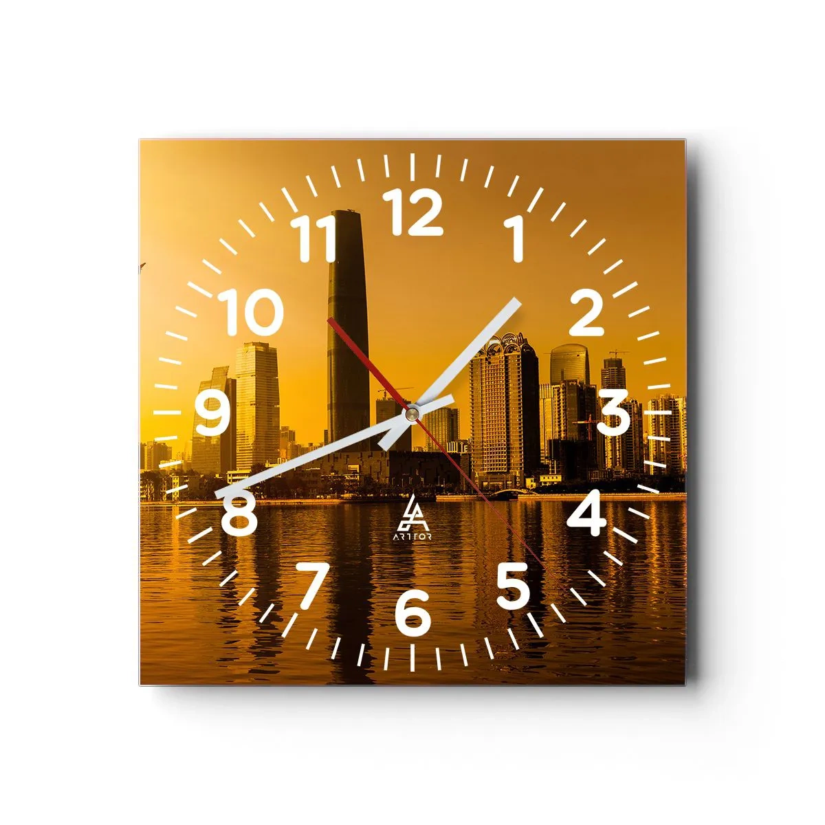 Reloj de pared - Reloj de vidrio - La ciudad dorada - 30x30 cm