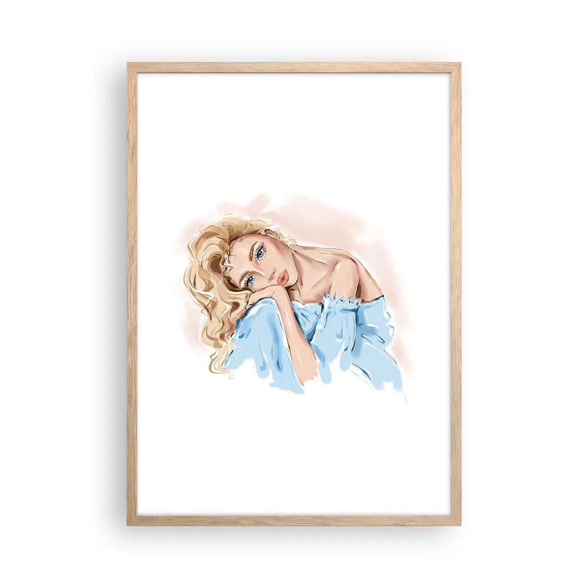 Póster en marco roble claro - Soñar en azul - 50x70 cm