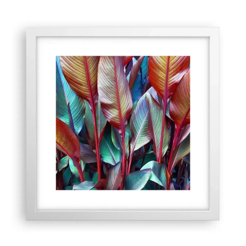 Póster en marco blanco - Un matorral de colores - 30x30 cm