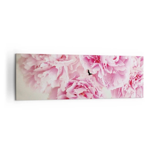 Cuadro sobre lienzo - Impresión de Imagen - Un ramo de peonías rosas sobre un fondo claro. - 160x50cm - En el esplendor del rosa - Decoración de pared moderna para salón y dormitorio ARTTOR