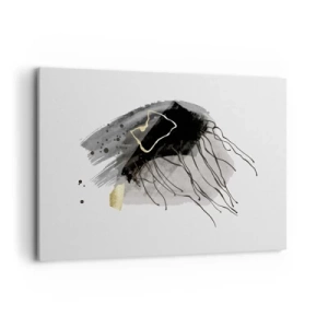 Cuadro sobre lienzo - Impresión de Imagen - Una composición abstracta con acentos negros y dorados. - 120x80cm - En negro y dorado - Decoración de pared moderna para salón y dormitorio ARTTOR