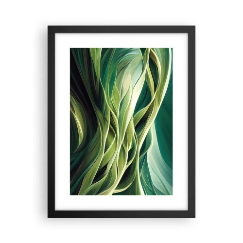 Póster en marco negro - Un juego abstracto de color verde - 30x40 cm