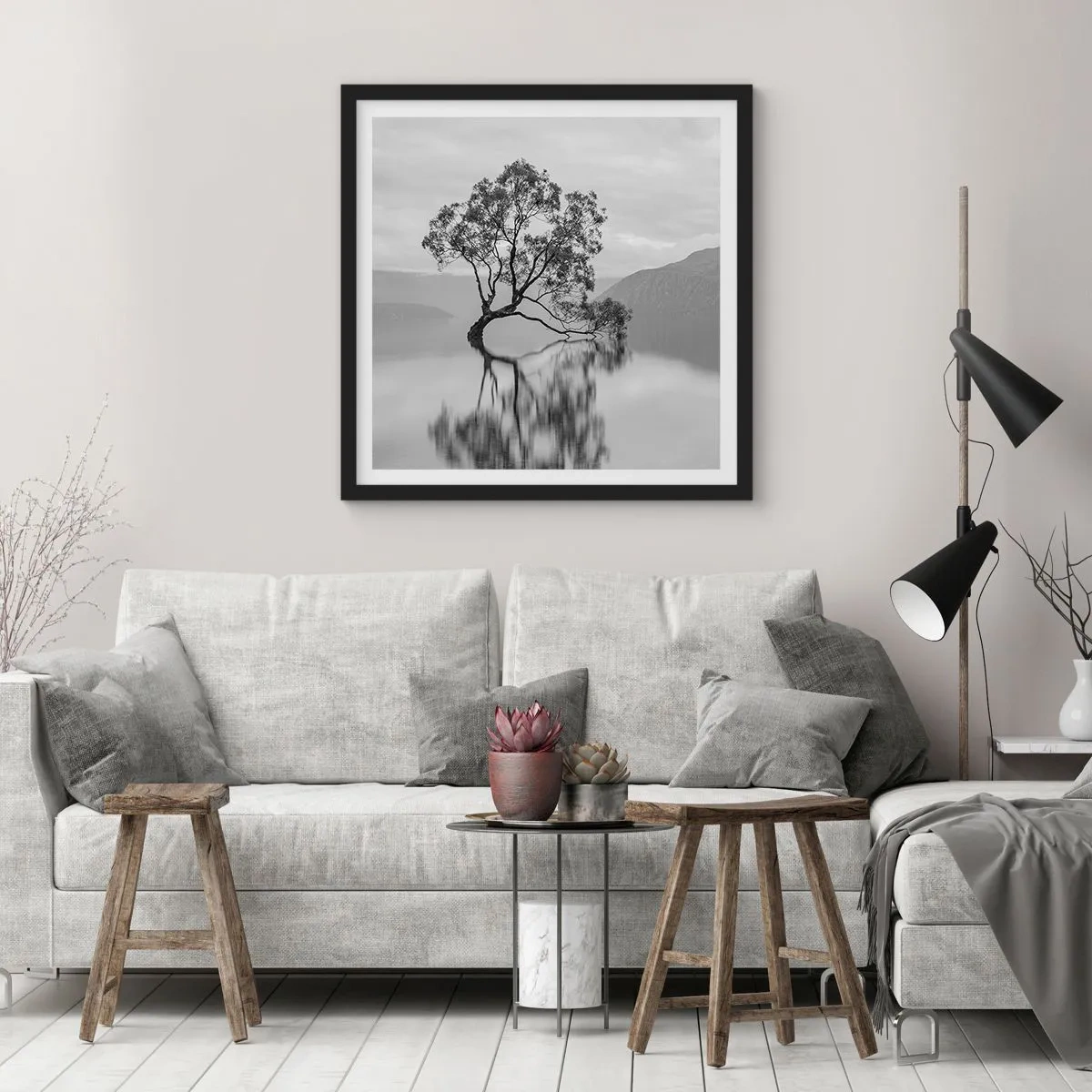 Póster en marco negro - Existe tal lugar en el mundo - 30x30 cm