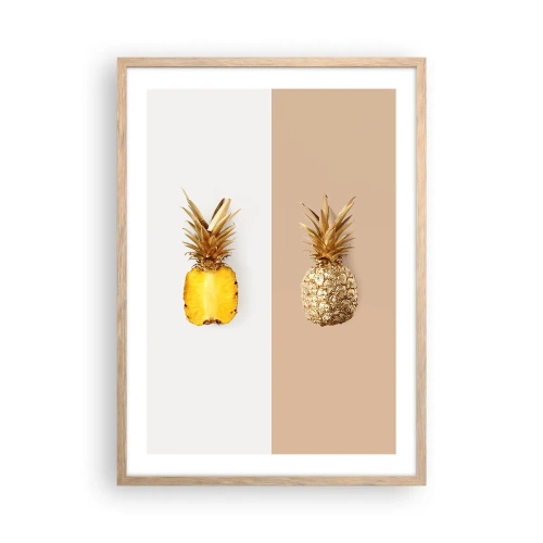 Póster en marco roble claro - Piña y media - 50x70 cm