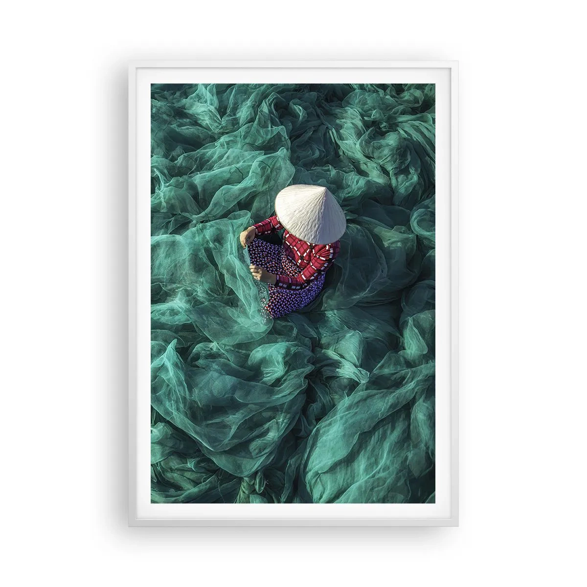 Póster en marco blanco - En un mar de redes - 70x100 cm