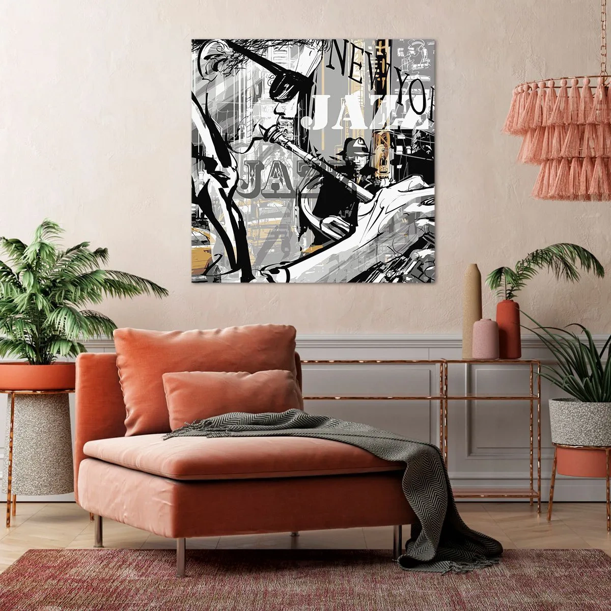 Cuadro sobre lienzo - Impresión de Imagen - Al ritmo de Nueva York - 70x70 cm