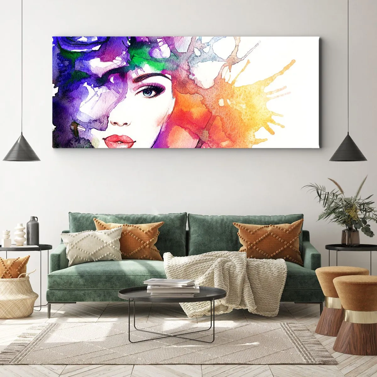 Cuadro sobre lienzo - Impresión de Imagen - Con la cabeza en las nubes - 100x40 cm