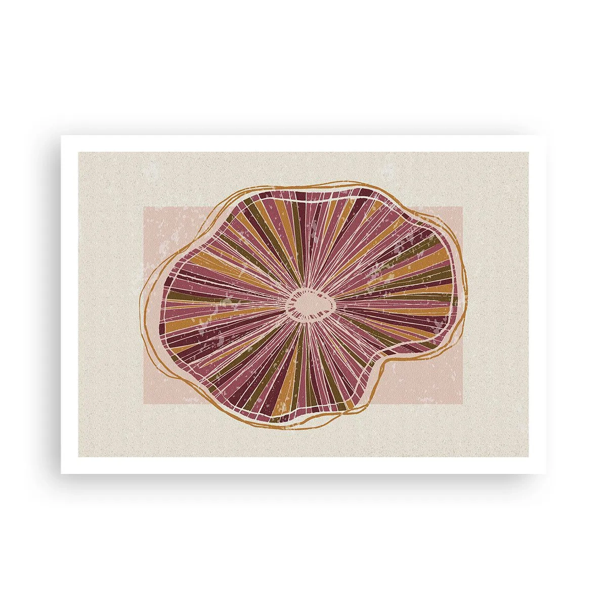 Póster - Patrón abstracto de rodajas de árbol en tonos rosados - 100x70cm - Abstracción radiante - Decoración de pared moderna para salón y dormitorio ARTTOR