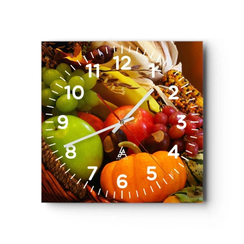 Reloj de pared - Reloj de vidrio - Cesta de la cosecha - 40x40 cm