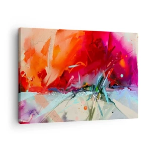 Cuadro sobre lienzo - Impresión de Imagen - Paisaje abstracto en colores intensos - 70x50cm - Una explosión de luces y colores - Decoración de pared moderna para salón y dormitorio ARTTOR