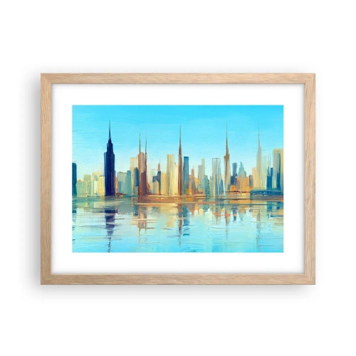 Póster en marco roble claro - Metrópolis soleada - 40x30 cm