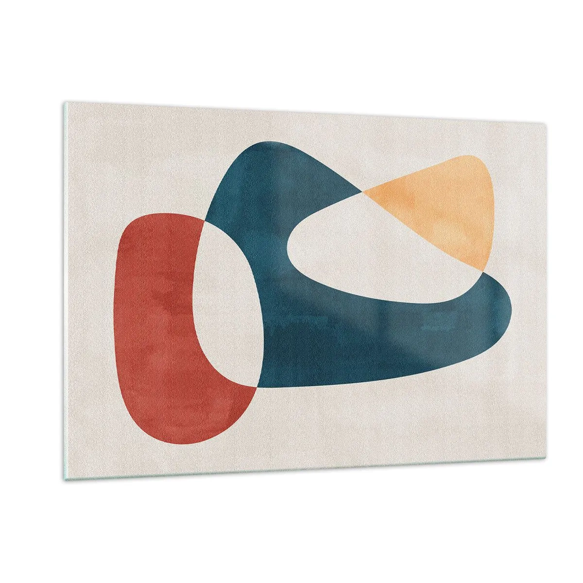 Cuadro sobre vidrio - Impresiones sobre Vidrio - Abstracción minimalista en tonos rojo y azul marino. - 120x80cm - Influencias y metamorfosis - Decoración de pared moderna para salón y dormitorio ARTTOR