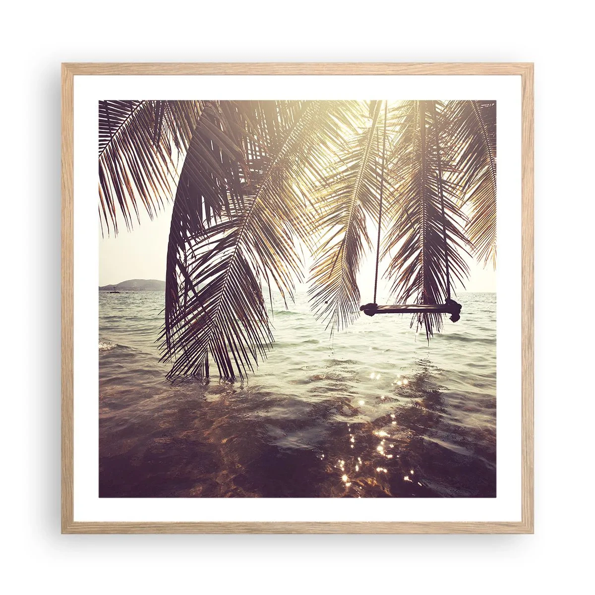 Póster en marco roble claro - Columpiar la imaginación - 60x60 cm