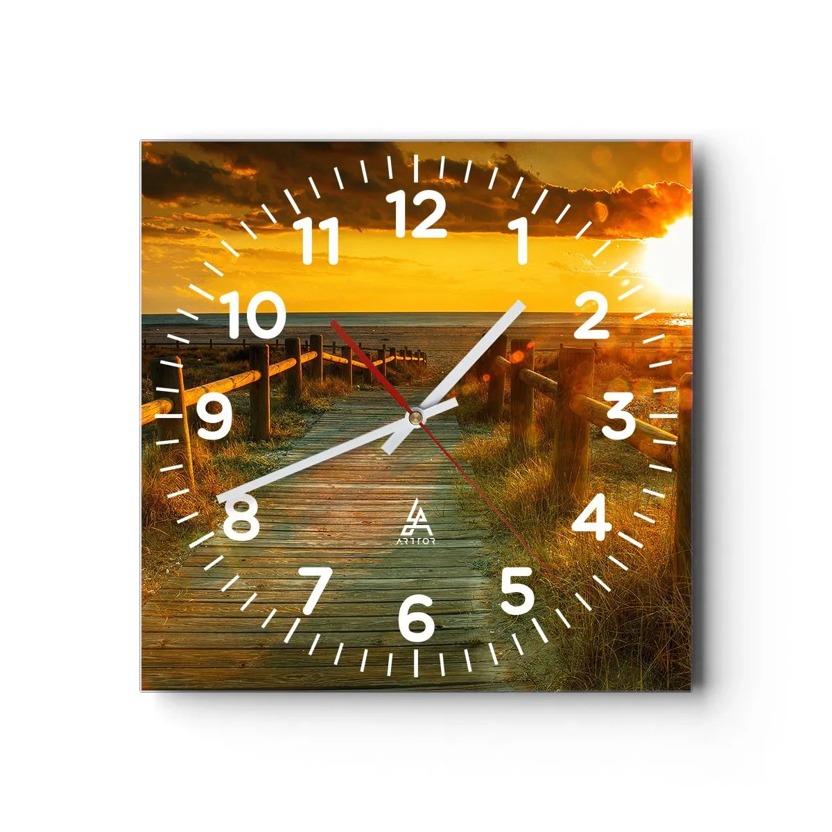Reloj de pared - Reloj de vidrio - Bañado en oro viejo - 40x40 cm