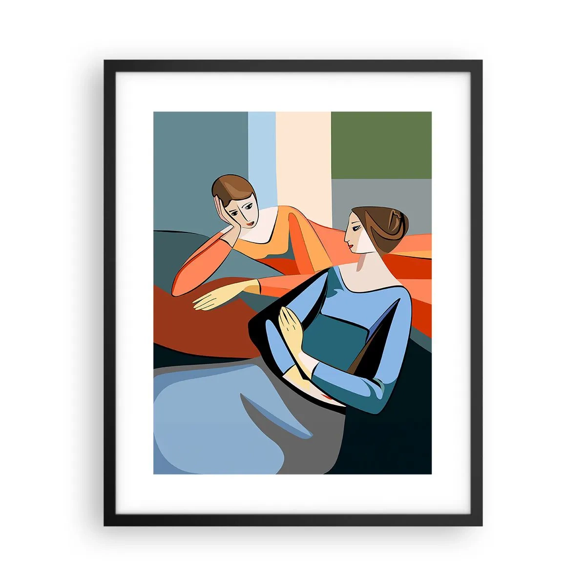 Póster en marco negro - Un momento de confidencias - 40x50 cm