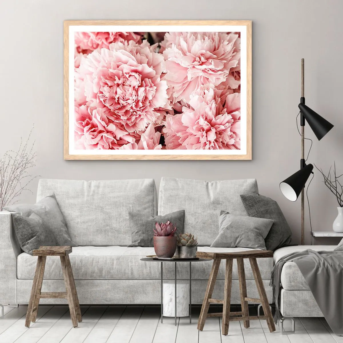 Póster en marco roble claro - Sueño rosa - 70x50 cm