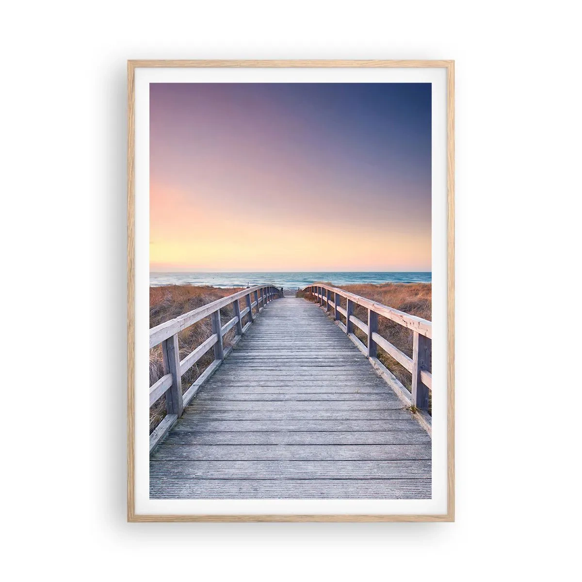 Póster en marco roble claro - Aurora vespertina del Báltico - 70x100 cm