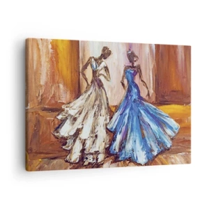 Cuadro sobre lienzo - Impresión de Imagen - Personajes en vestidos de noche de estilo artístico. - 70x50cm - Un elegante dúo - Decoración de pared moderna para salón y dormitorio ARTTOR