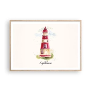 Póster en marco roble claro - Siempre observando - 100x70 cm