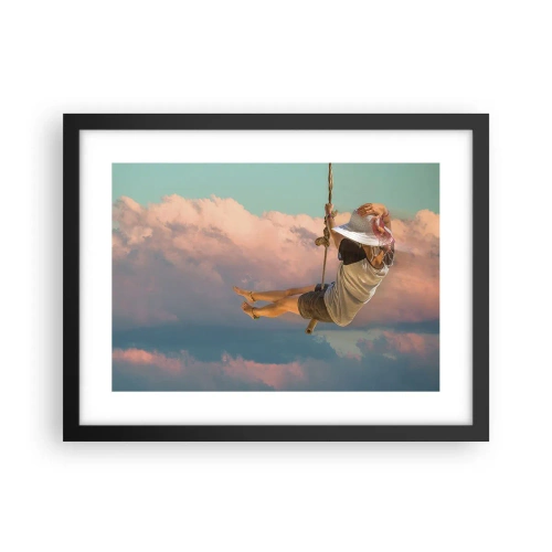 Póster en marco negro - Jugando en las nubes - 40x30 cm