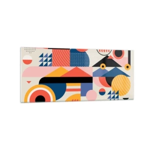 Cuadro sobre vidrio - Impresiones sobre Vidrio - Formas geométricas coloridas en estilo retro - 120x50cm - Composición: juegos - Decoración de pared moderna para salón y dormitorio ARTTOR