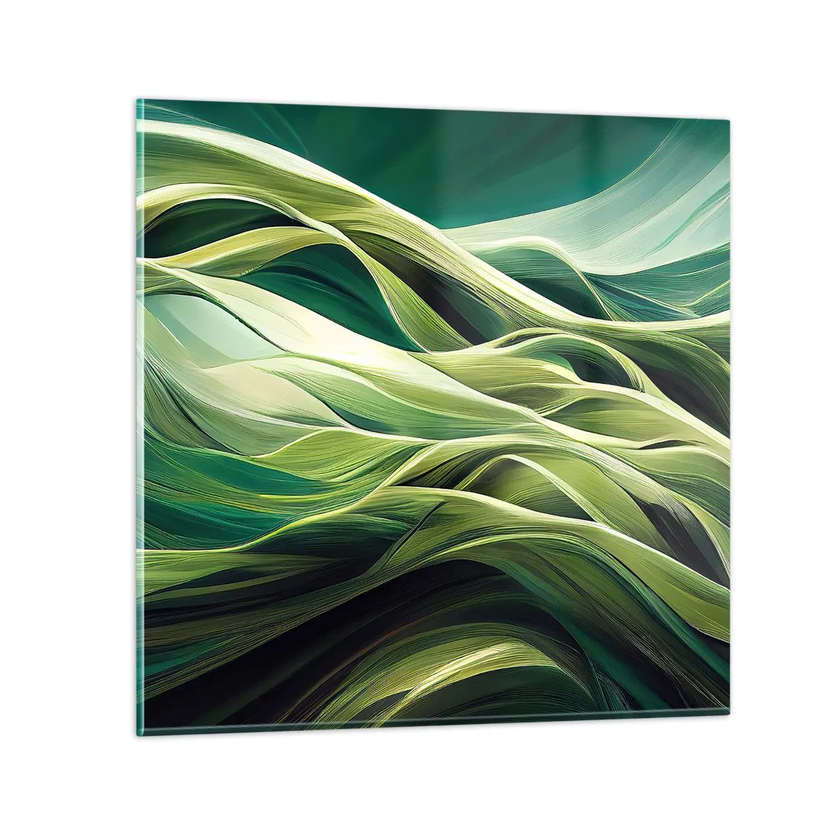 Cuadro sobre vidrio - Impresiones sobre Vidrio - Un juego abstracto de color verde - 30x30 cm