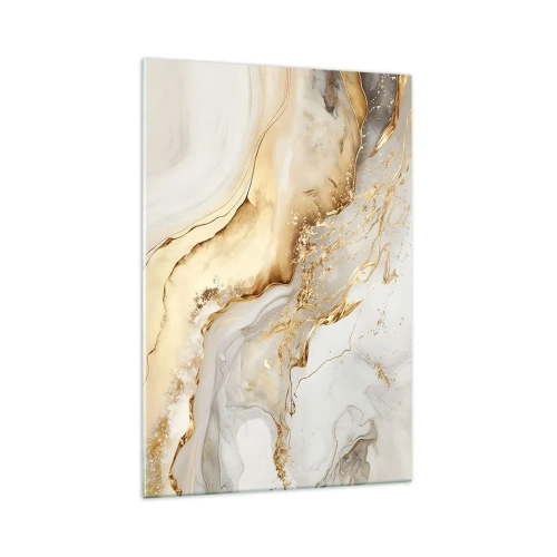 Cuadro sobre vidrio - Impresiones sobre Vidrio - Patrones abstractos de oro y mármol sobre un fondo claro. - 70x100cm - Abstracción: belleza y bondad - Decoración de pared moderna para salón y dormitorio ARTTOR