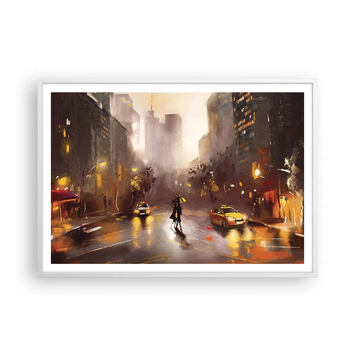 Póster en marco blanco - En las luces de Nueva York - 100x70 cm