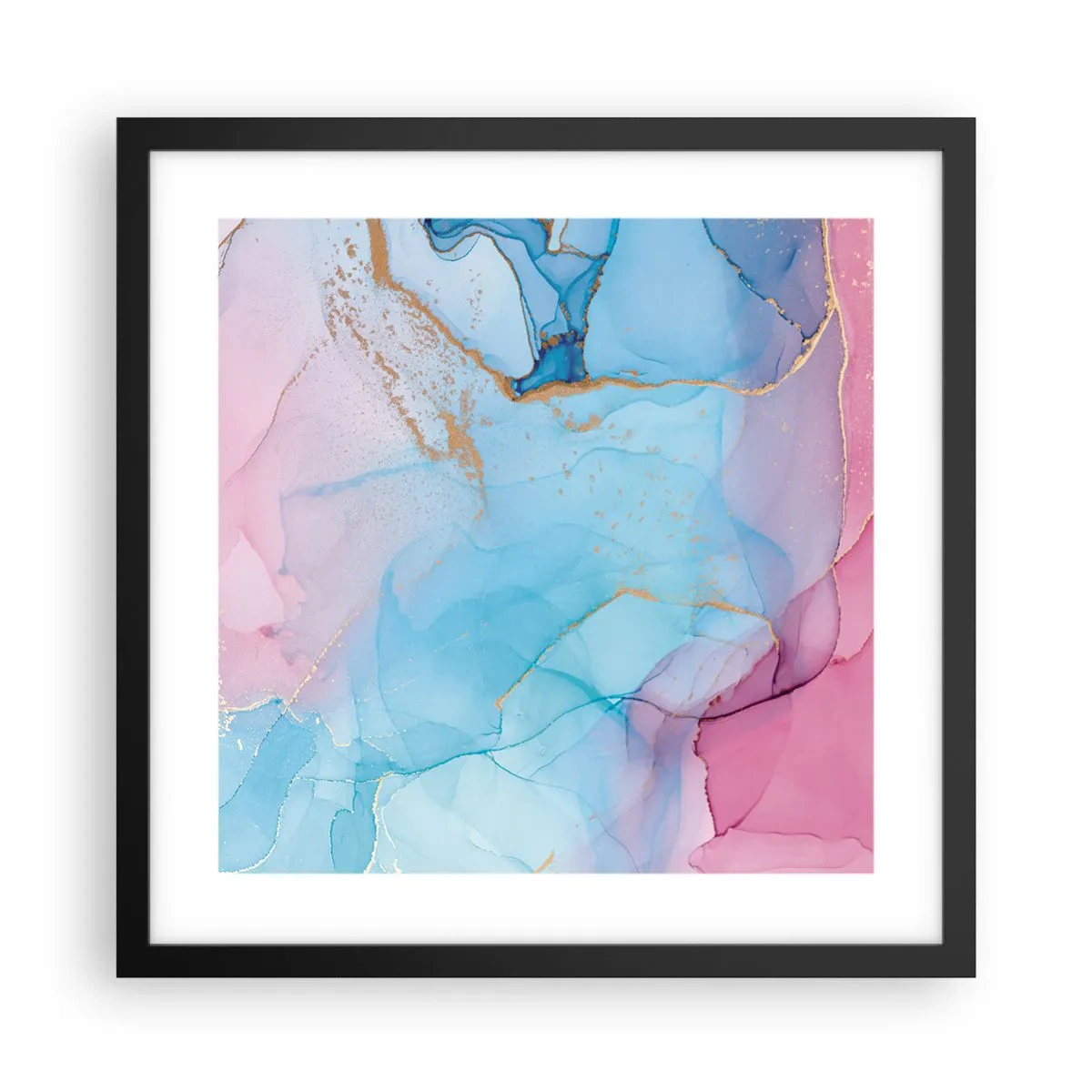 Póster en marco negro - Reuniones y encuentros de colores - 40x40 cm