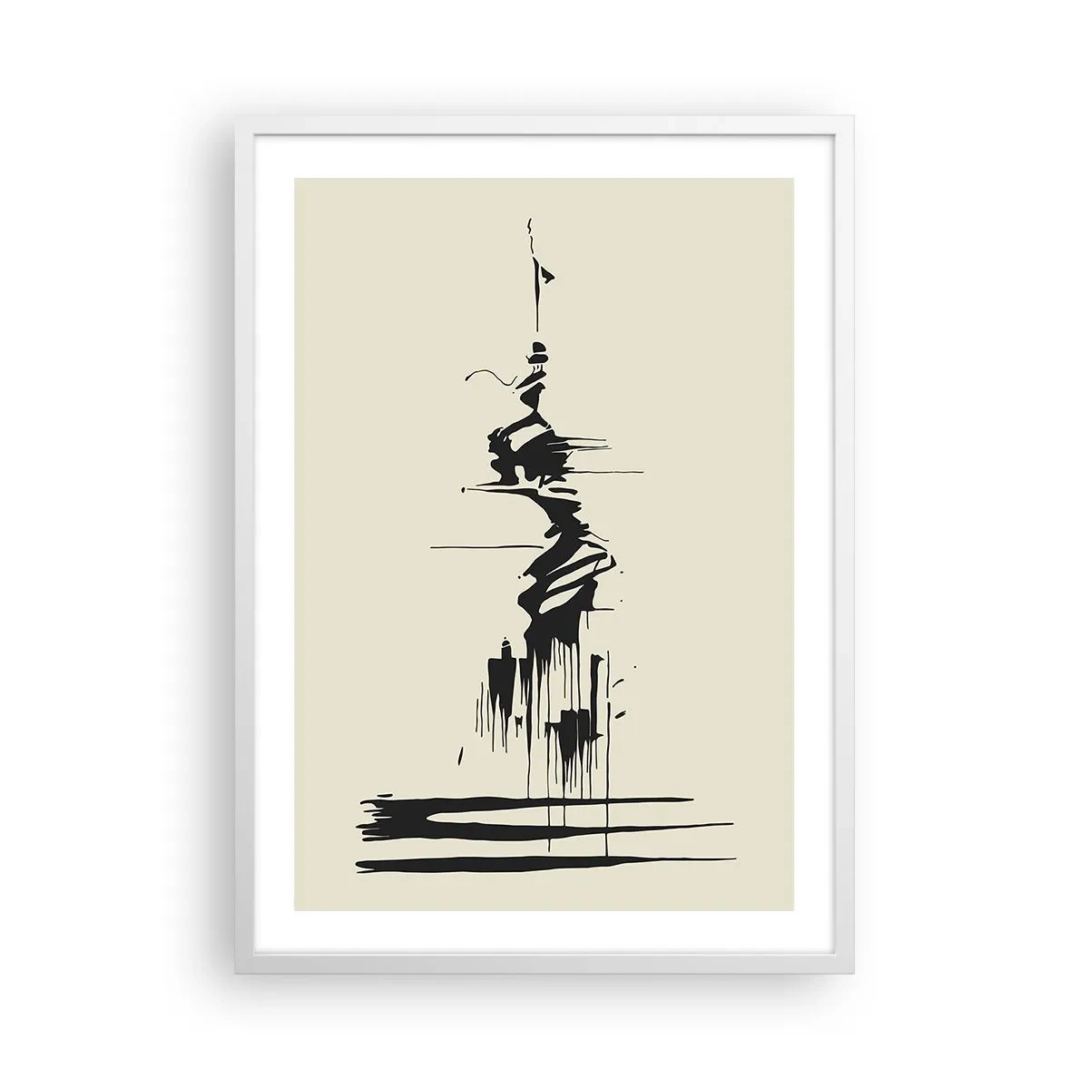 Póster en marco blanco - Abstracción apresurada - 50x70 cm