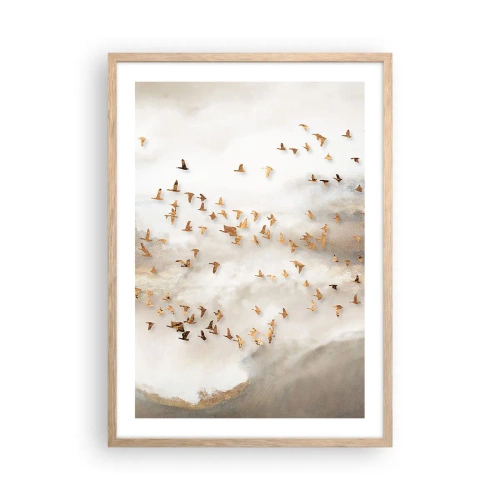 Póster en marco roble claro - Es hora... - 50x70 cm