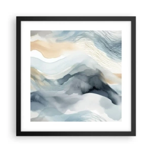 Póster en marco negro - Abstracción de nieve y niebla - 40x40 cm