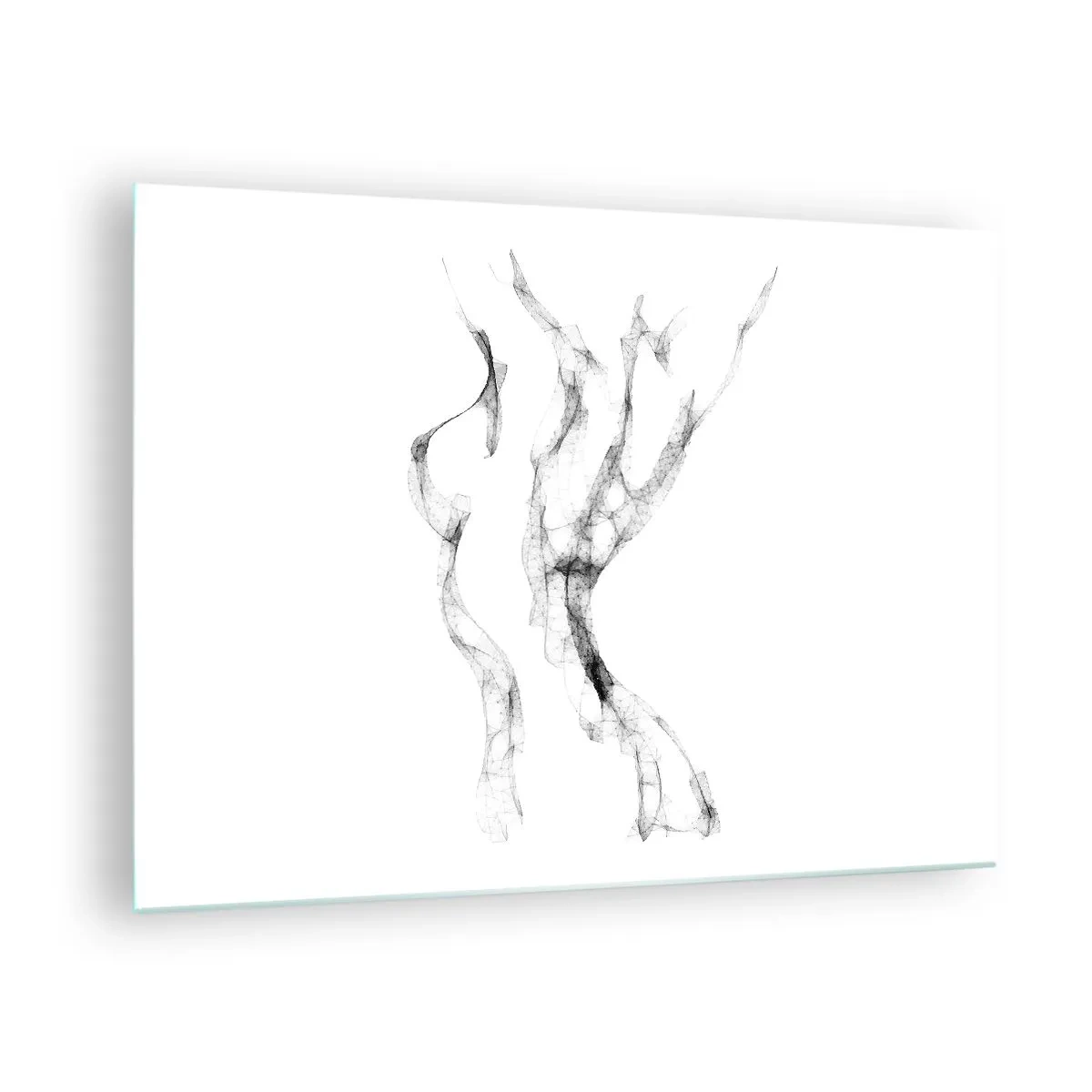 Cuadro sobre vidrio - Impresiones sobre Vidrio - Contorno femenino abstracto hecho de líneas negras y ahumadas - 70x50cm - Hermosa y fuerte - Decoración de pared moderna para salón y dormitorio ARTTOR