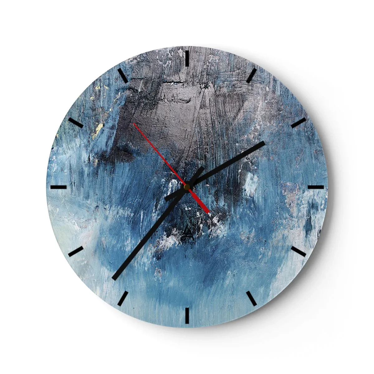 Reloj de pared - Reloj de vidrio - Textura abstracta en tonos azules - 30x30cm - Rapsodia celeste - Decoración de pared moderna para salón, cocina y dormitorio ARTTOR
