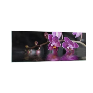 Cuadro sobre vidrio - Impresiones sobre Vidrio - Un reflejo lila de la belleza - 140x50 cm