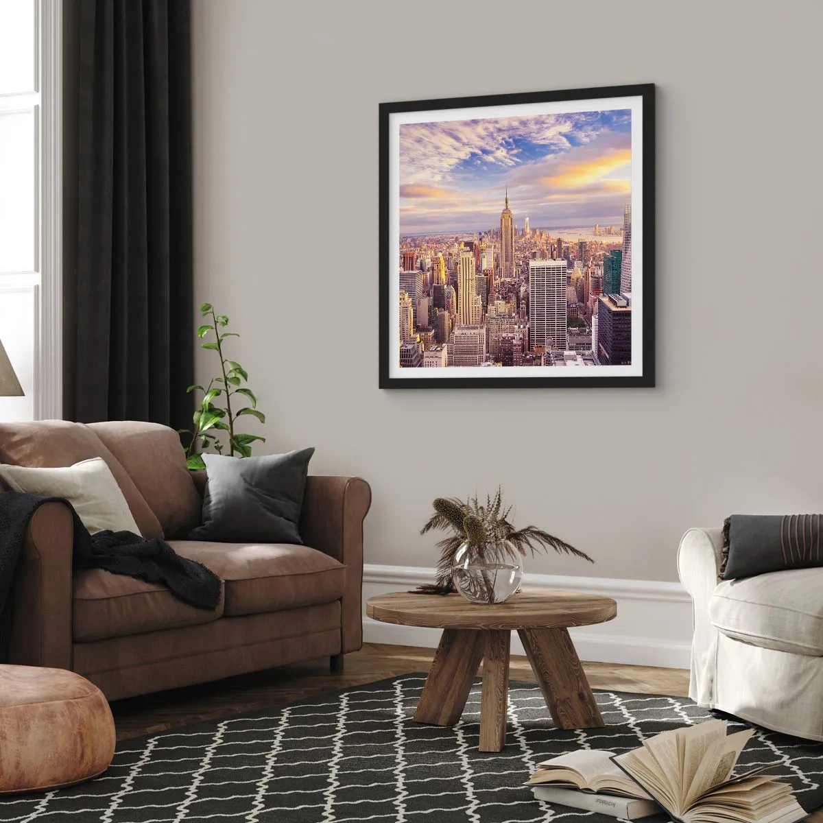 Póster en marco negro - Alcanzar las nubes - 60x60 cm