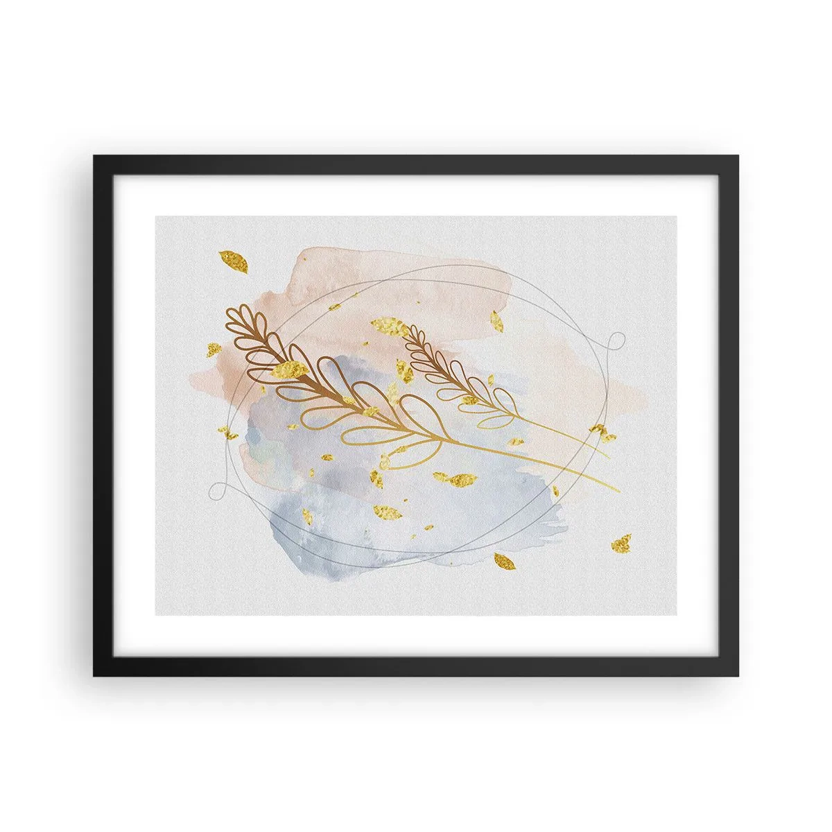 Póster en marco negro - Ráfaga dorada - 50x40 cm