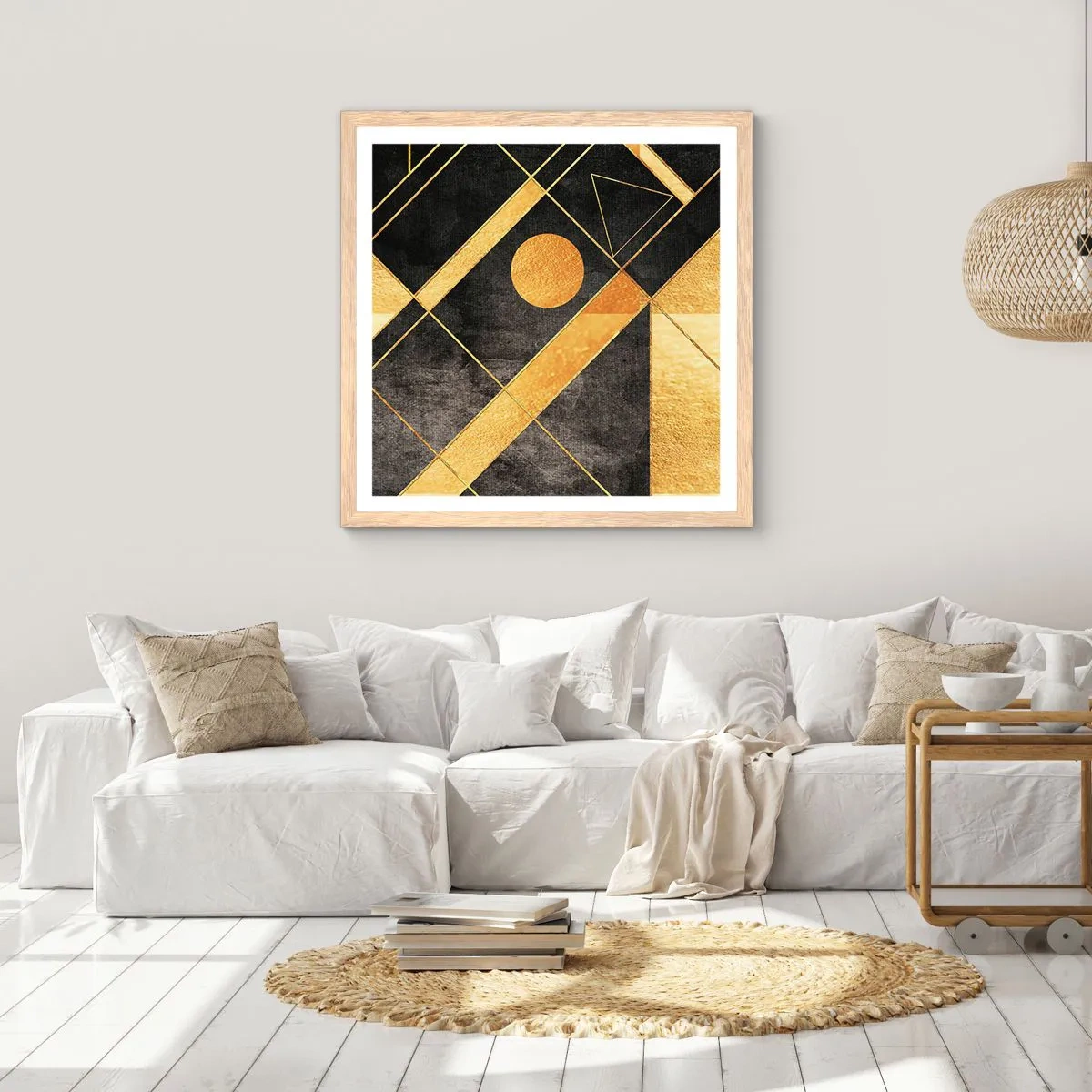 Póster en marco roble claro - Sol del desierto - 40x40 cm