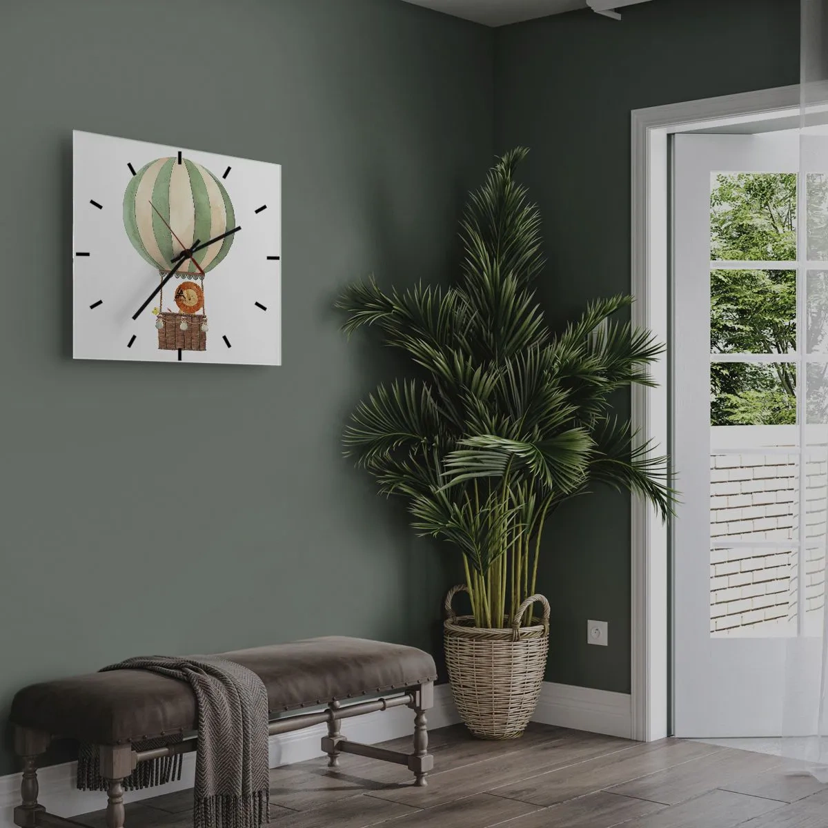 Reloj de pared - Reloj de vidrio - Los viajes del león - 40x40 cm