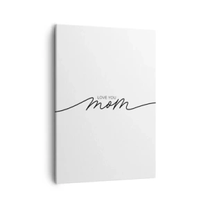 Cuadro sobre lienzo - Impresión de Imagen - Inscripción minimalista «Te amo mamá» sobre un fondo blanco - 50x70cm - Gran emoción - Decoración de pared moderna para salón y dormitorio ARTTOR