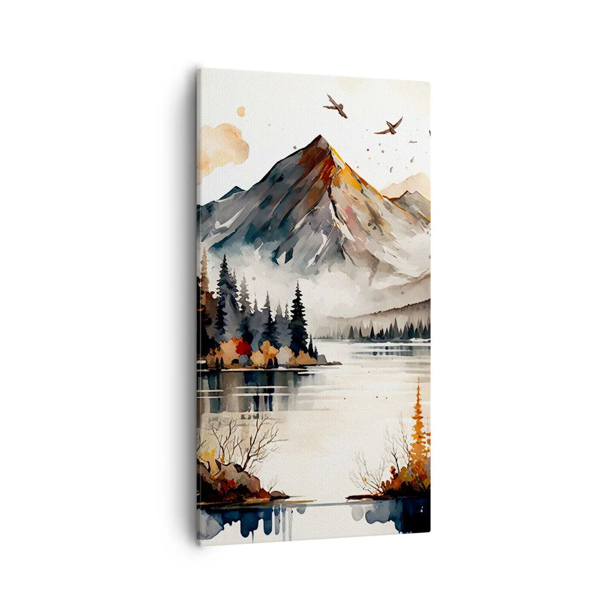 Cuadro sobre lienzo - Impresión de Imagen - Otoño dorado en las montañas - 55x100 cm