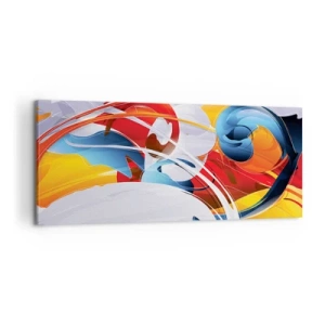 Cuadro sobre lienzo - Impresión de Imagen - Abstracción colorida con líneas dinámicas y colores vivos. - 120x50cm - Danza de los elementos - Decoración de pared moderna para salón y dormitorio ARTTOR
