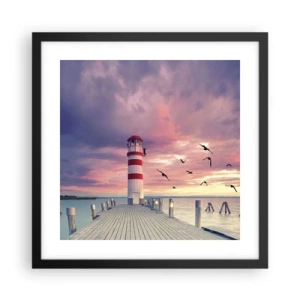 Póster en marco negro - Hora de ir al puerto - 40x40 cm